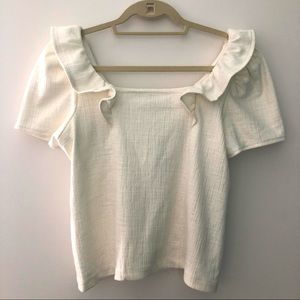 🔥 NWT Madewell Crosshatch Ruffled Top 🔥